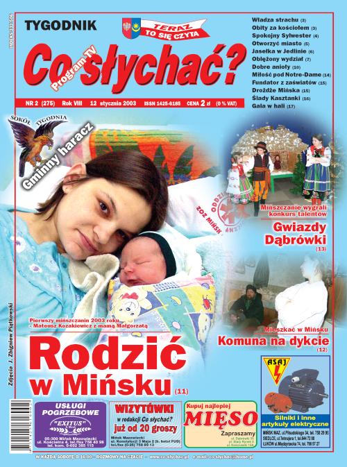 Okładka gazety Co słychać? - nr 2 (275) 2003
